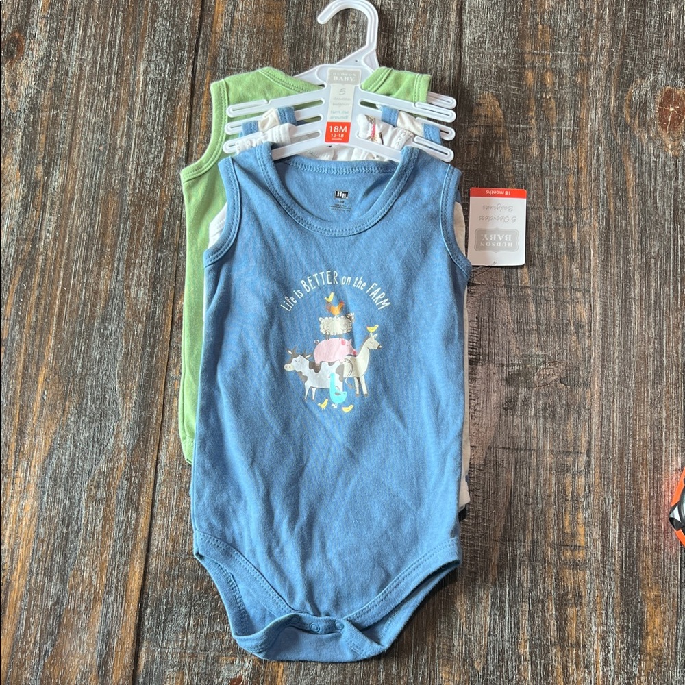 NWT set of 4 Blue and Green Baby Bodysuits